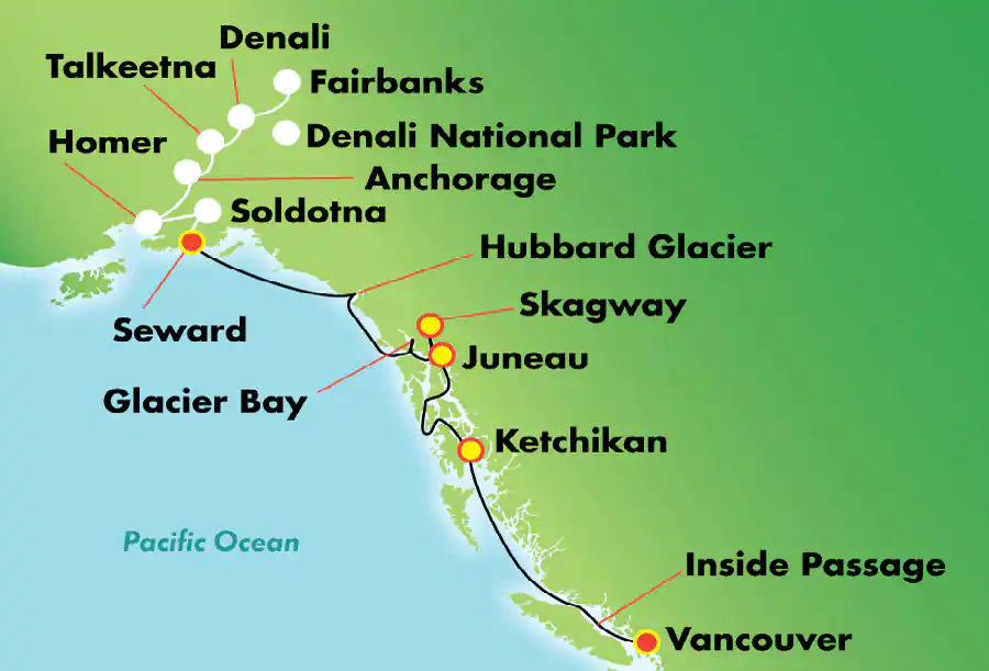 mapa alasca cruzeiro